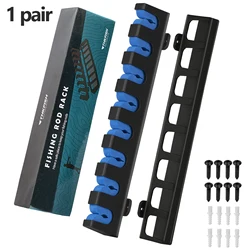 Deluxe Horizontal Fishing Rod Storage Rack - Wall Mount Holder (Vertical blue)