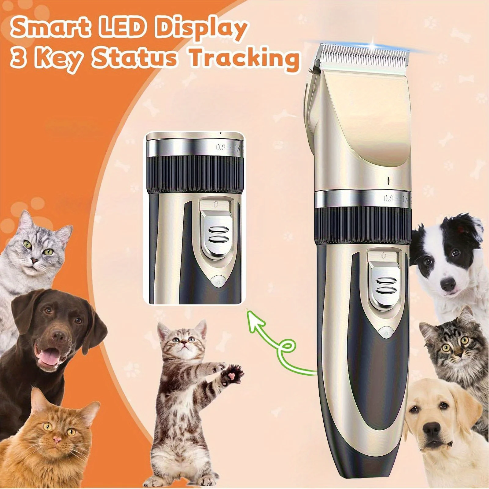 Wireless Pet Grooming Kit – Low-Noise 5