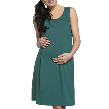 Maternity Wear Hospital Nursing Sleepwear Solid Color Breastfeeding Dress Comfortable