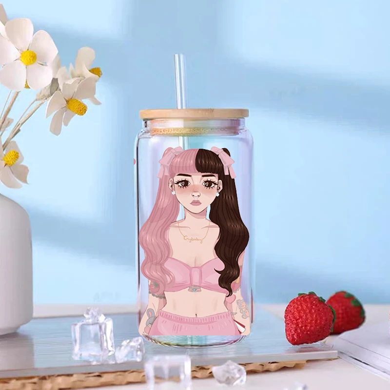 3D UV DTF Transfers Stickers, Cup Wraps, Printed for DIY Glass, Ceramic Metal Leather, Girl Star, 16oz D9582 D9582