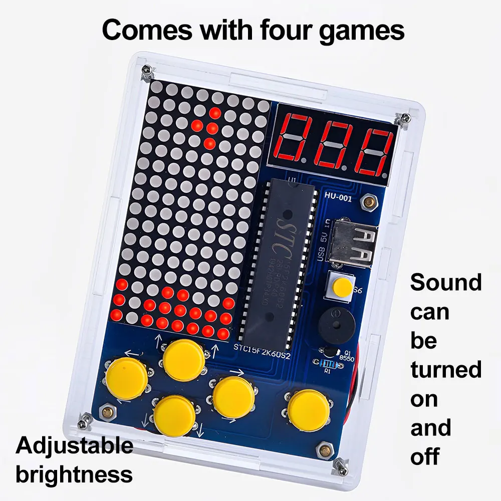 Kit Console Di Gioco Pixel Fai-da-te – Saldare E Giocare Con Tetris, Snake, Aereo E Corse