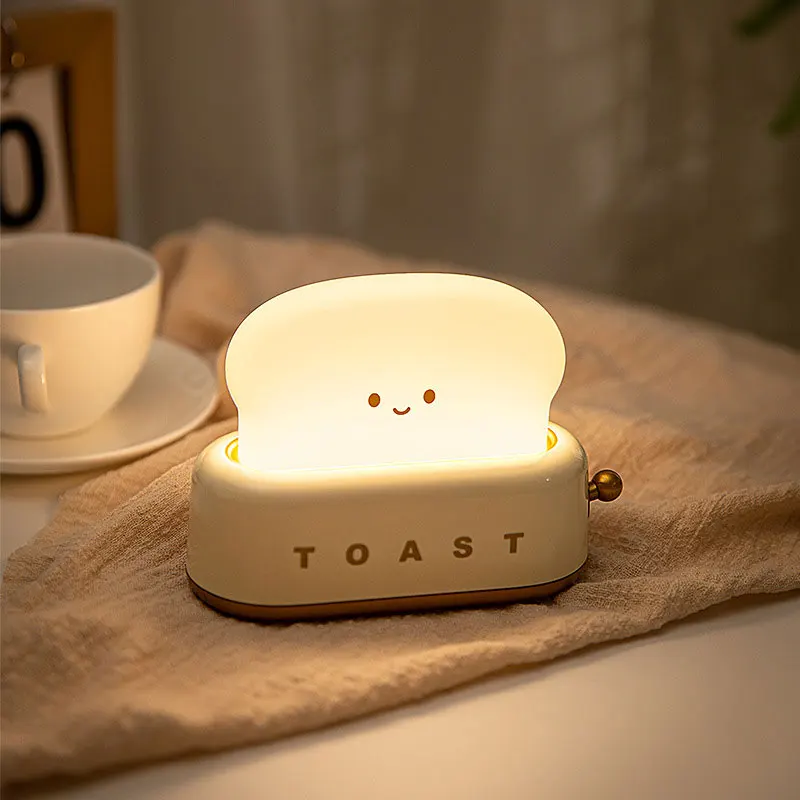 빵 토스트 테이블 라이트 토스터 야간 조명 크리 에이 티브 USB 충전식 Led 램프 장식 휴일  침실 생일 선물