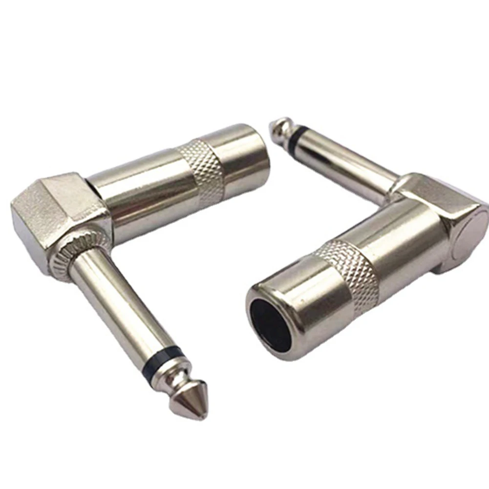 Audio Connector 4pcs Right Angle Audio Plug 6.35mm 1/4" Male Jack Connector For Guitar Cables Professional Grade Mono Audio Plug Instruments