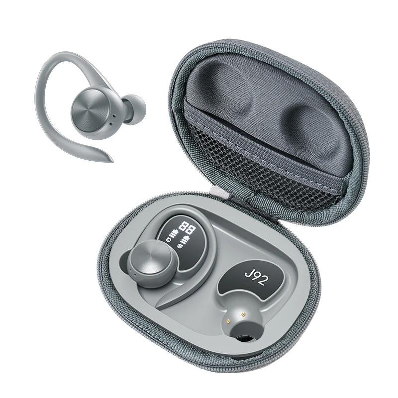 2022 J91 Bluetooth 5.0 Earphone LED Display Ear Hooks TWS Sports Wireless Headphones 9D Stereo Waterproof Earbuds |