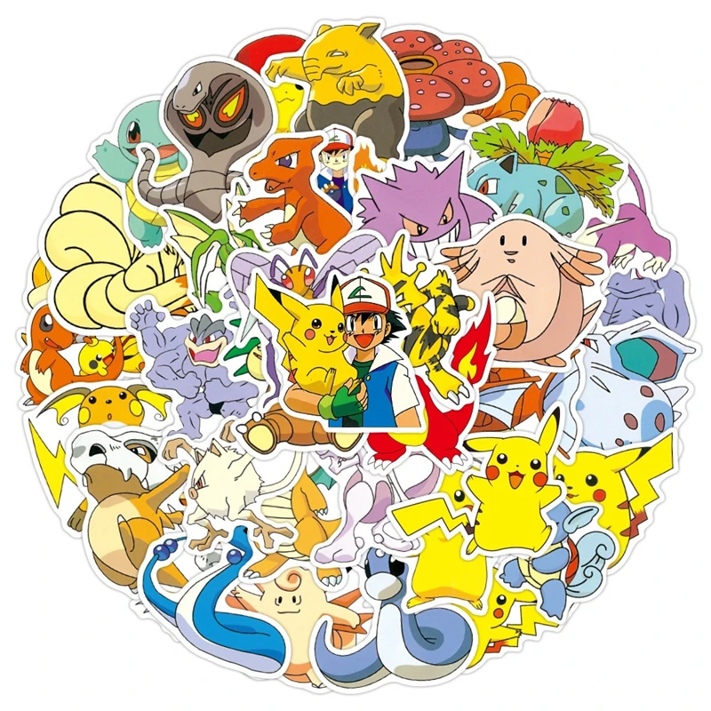 

Наклейки с покемоном из мультфильма аниме Psyduck Pikachu для ноутбука, чемодана, канцелярские принадлежности, водонепроницаемые наклейки для альбома, детские игрушки, подарки на день рождения