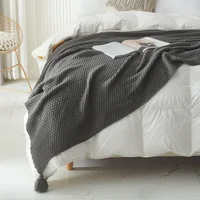 Solid Color Wool Knit Plaid Blanket With Tassel Super Soft Bohemia Throw Blanket for Bed Sofa Cover Bedspread Decor Blankets 4