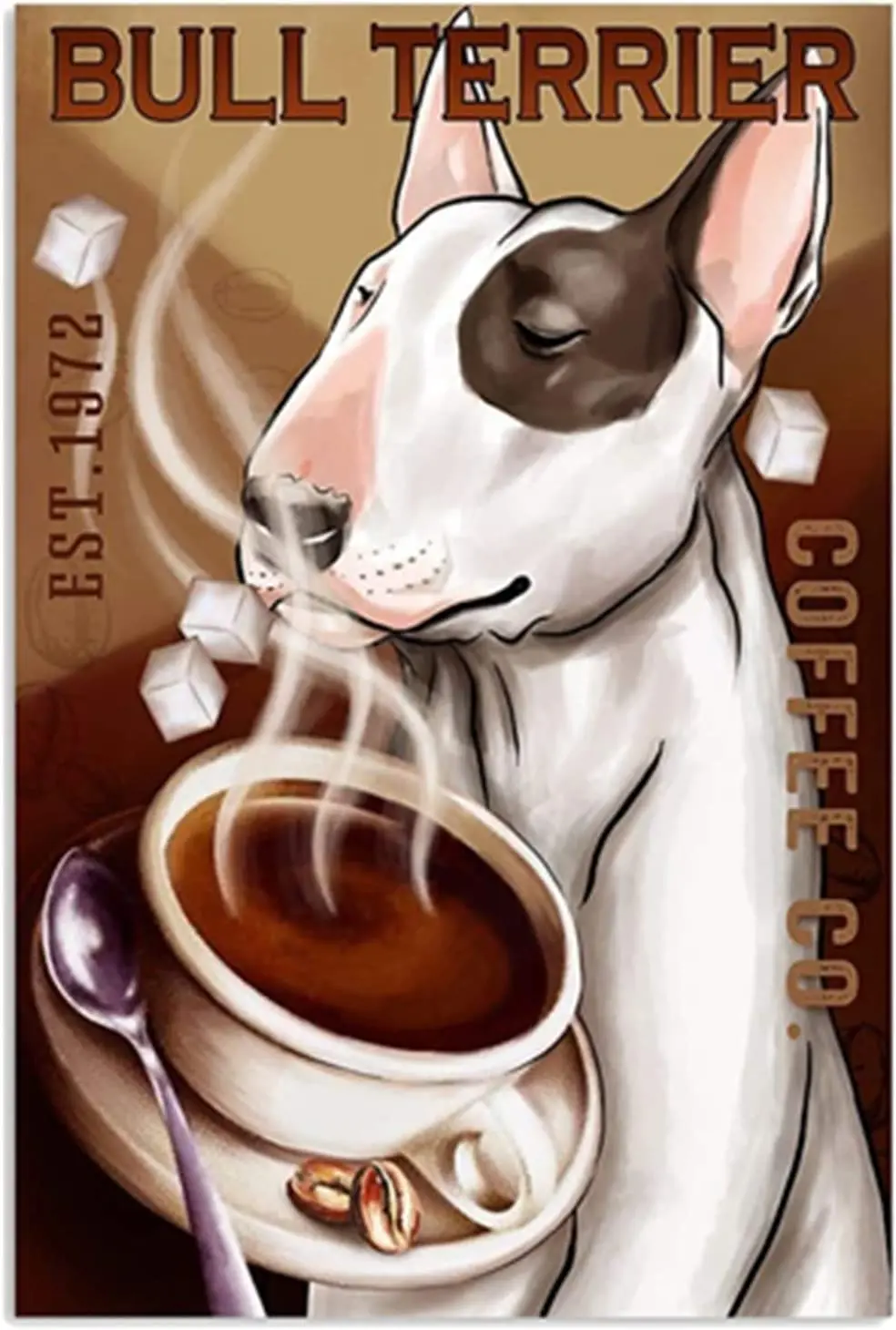 

Металлический Ретро-знак для собаки Бультерьера, вкусный горячий кофе, новинка, знак для гостиной, сада, спальни, офиса