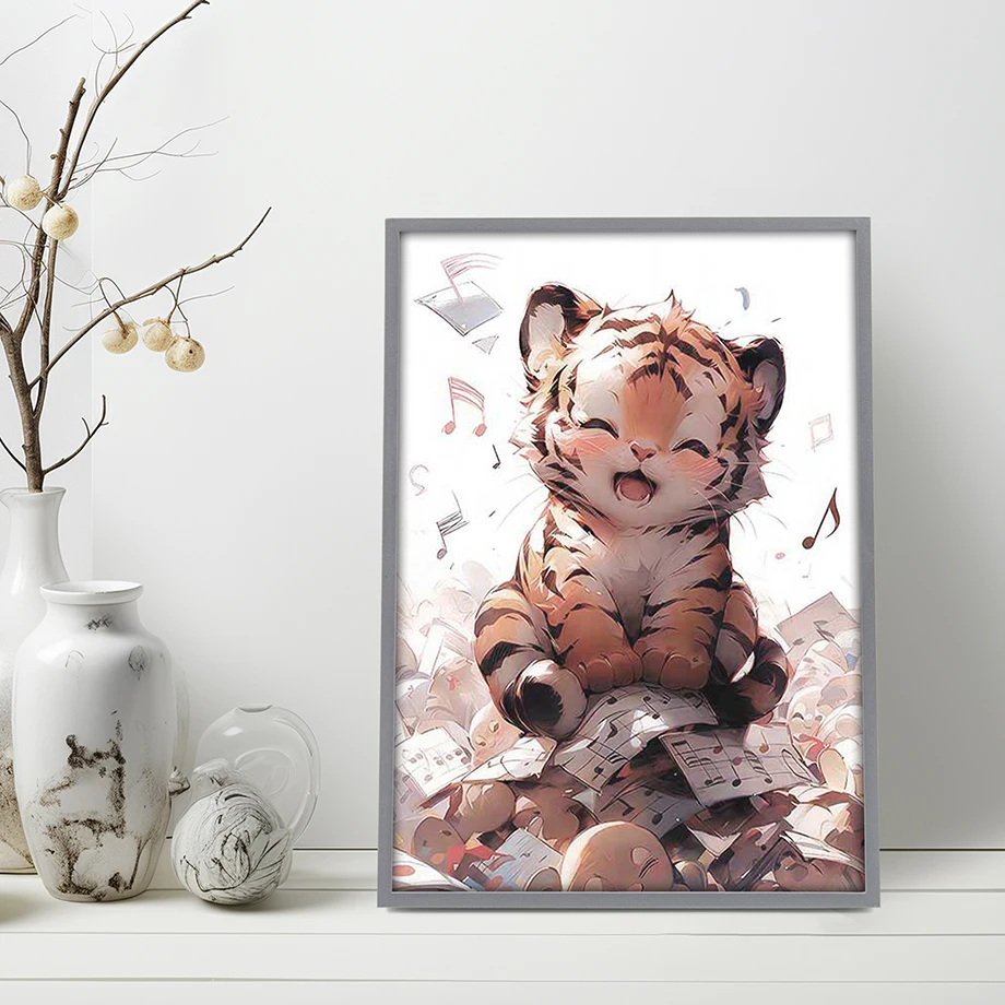 애니메이션 슈퍼 귀여운 호랑이  LED 조명 그림 사진 프레임, USB 페인팅 아트, 야간 조명 방 장식, 친구 선물