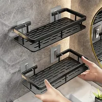 Wall Hanging Corner Rectangular Rack Bathroom Shelf Towel Rack Shelves Wall Shower Shampoo Rack No Drill Shelf Tripod 1