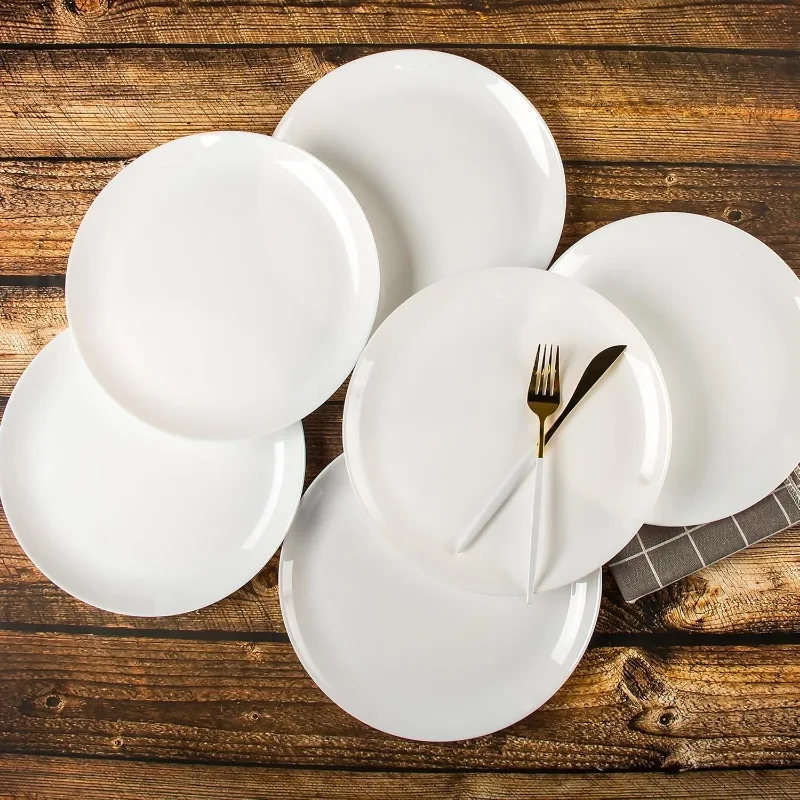 Description Picture 5 of itemDinner Plates Set of 12, Tempered Glass White Plates, 10-1/2-Inch Round Dish Set, Microwave & Dishwasher Safe Glass Plate Set