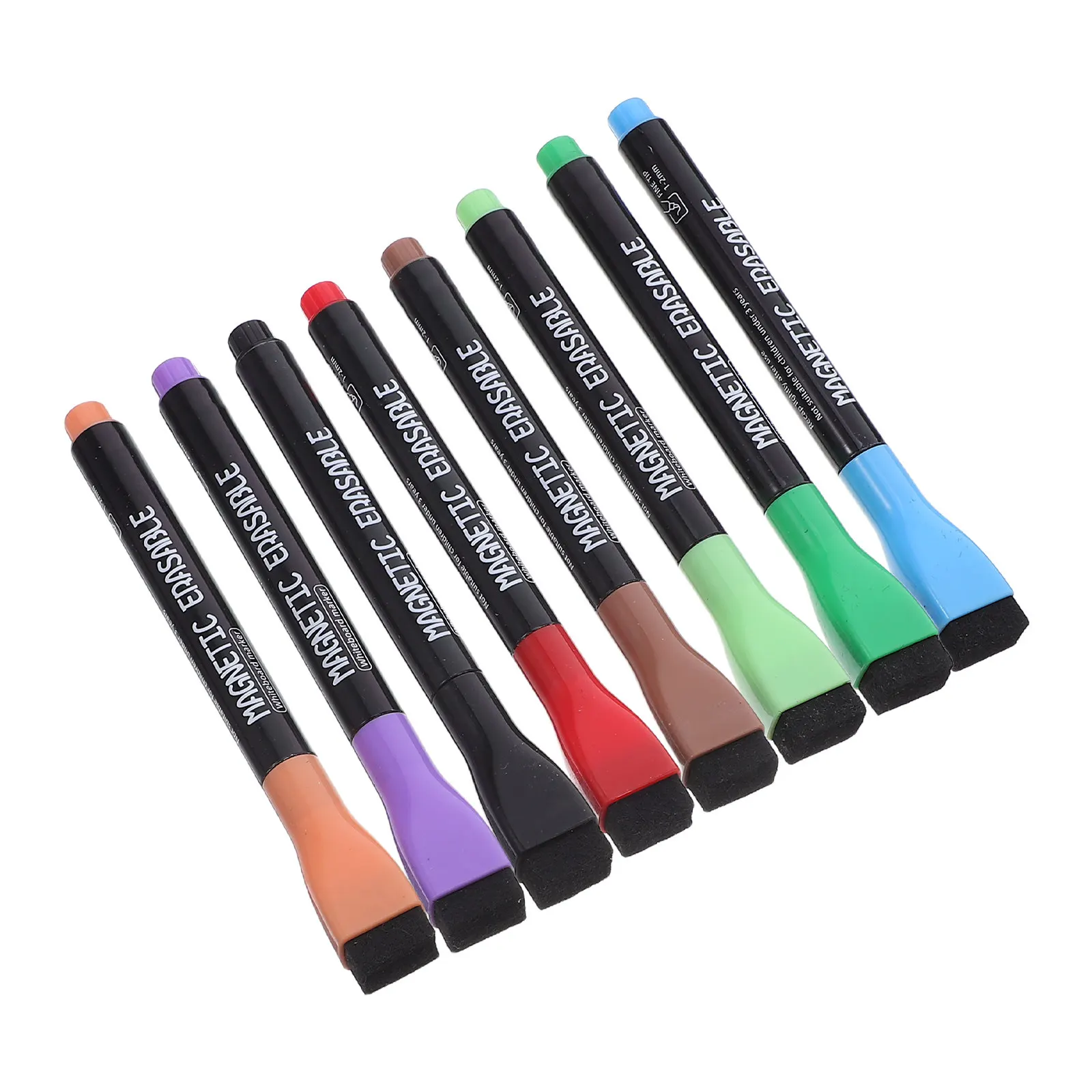 8개입 자석 화이트보드 마커 드라이 이레이저 펜, 미세 팁, 자석 지우개 캡 내장, 저취 잉크, 교실, 사무실, 가정용