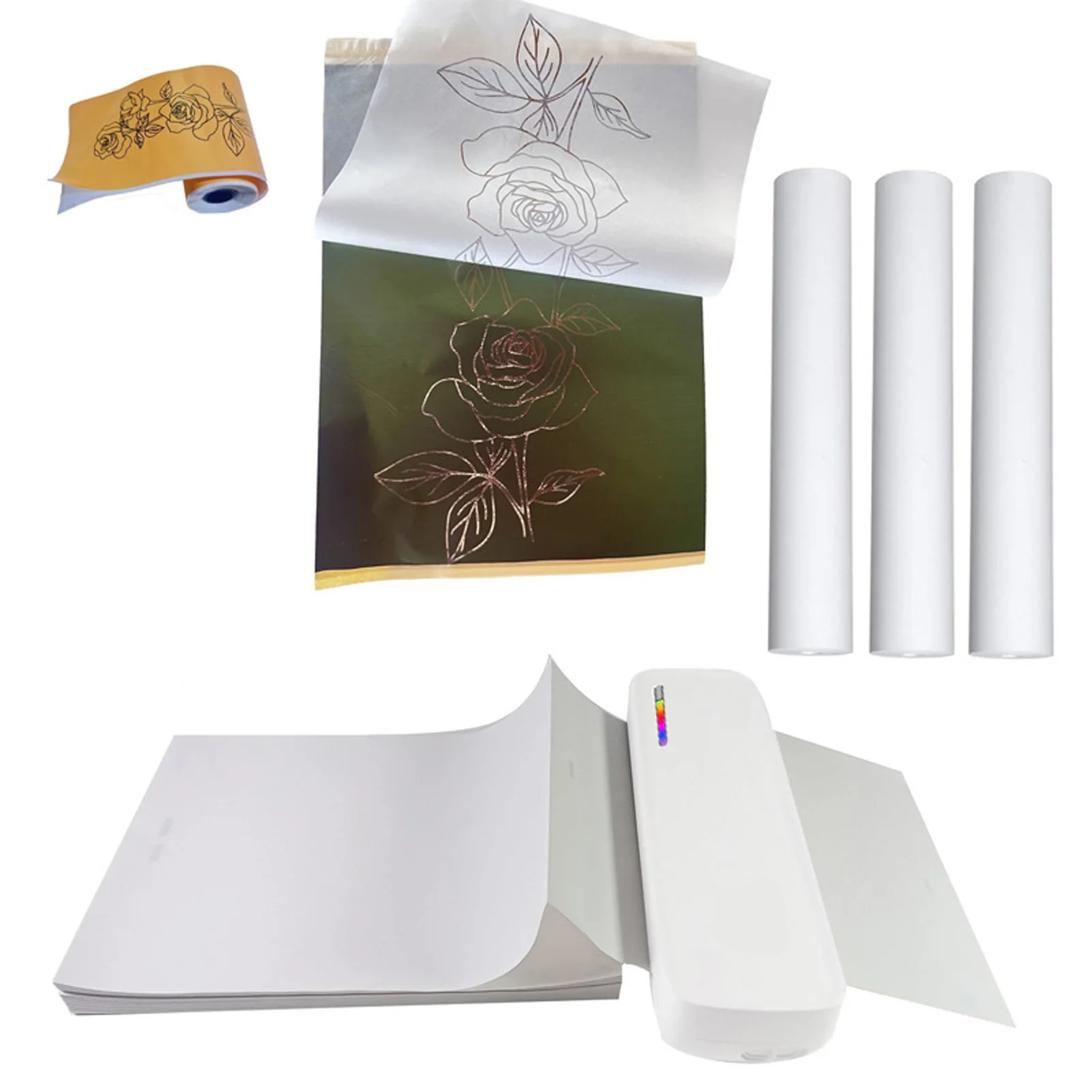 X9 A4 Thermal Printer USB BT 203dpi Inkless Printing Machine with 5.2m 210x30x12mm Paper Roll for Web Text Picture