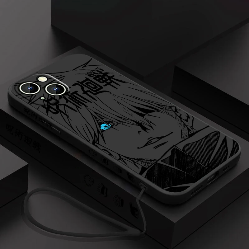 thumbnail image 1 of Jujutsu Kaisen Gojo Anime Phone Case para Apple iPhone 15 14 13 12 11 Pro Max Plus 8 7 SE Liquid Left Rope Capa Cover, 1 of 5