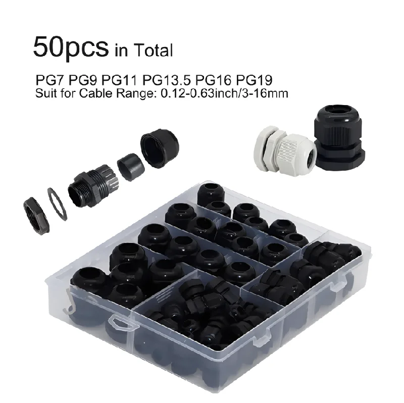 Metric Thread Nylon Electrical Cable Gland Waterproof Plastic Glands Cable Size Reinforced Wire Electrical