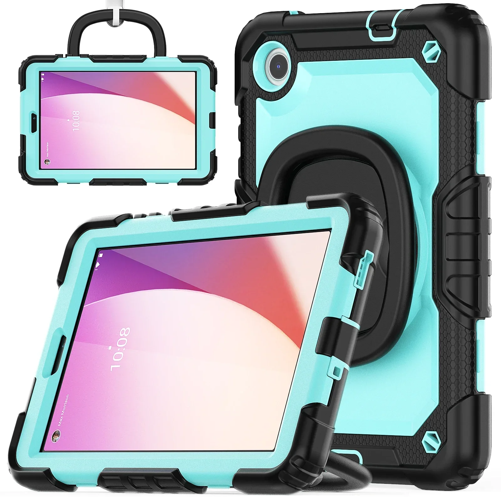 Enhanced Protective Tablet Case with 360° Rotatable Turntable & Kickstand, Heavy Duty