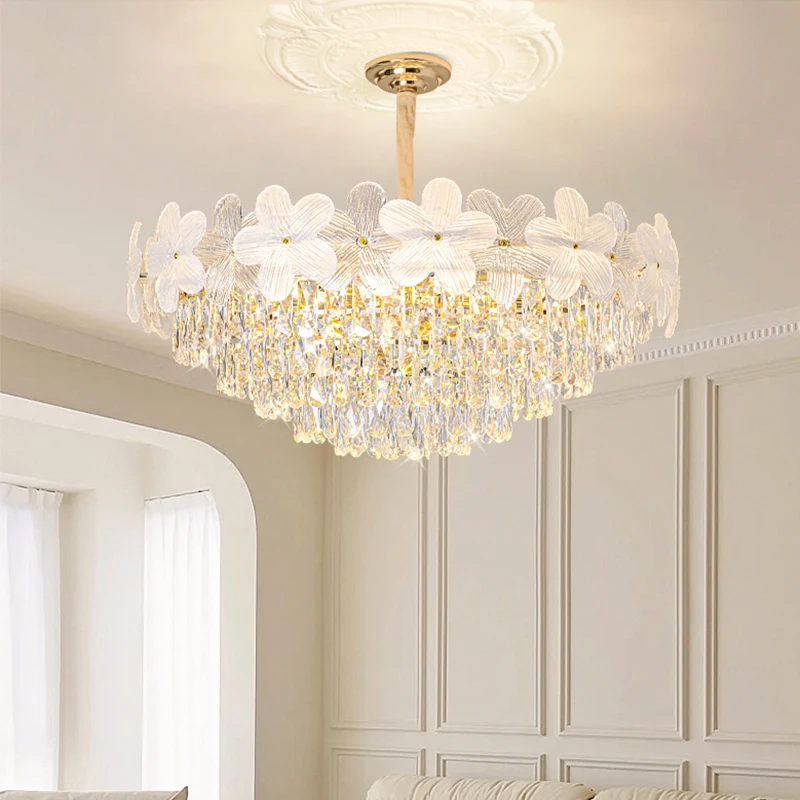 Small Flower Crystal Chandelier Ceiling Home Modernlight Fixture Suspension Bedroom Chandelier Led Light Hanging Lamps pendant lights pendant lamp chandelier lighting