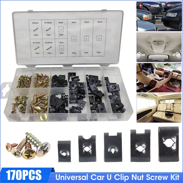 Kit de clips en U pour voiture avec vis, écrou en U automobile