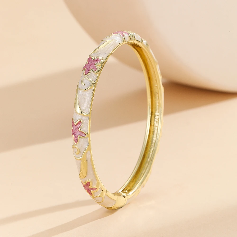 Fashion style gold plated star pattern enamel cloisonne bracelet bangle jewelry gift item for girls women 2