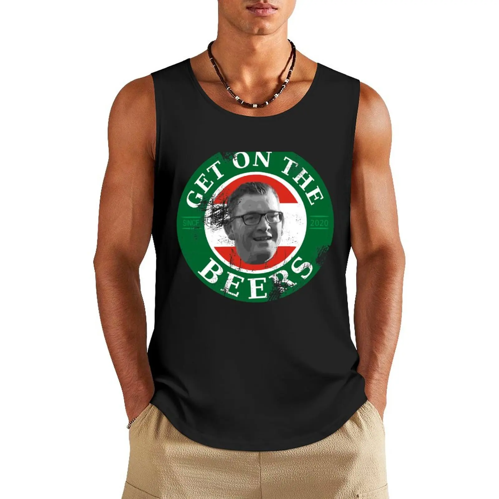 

Dan Andrews - Get On The Beers Funny Tee Design Tank Top Men's sleeveless gym shirts Men's gym t-shirt sleeveless