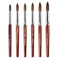 KADS 1Pc Kolinsky Sable Acrylic Nail Art Brush Red Wood Round Shaped Handle Nail Gel Carving Pen Brush DIY Acrylic Powder Design 1