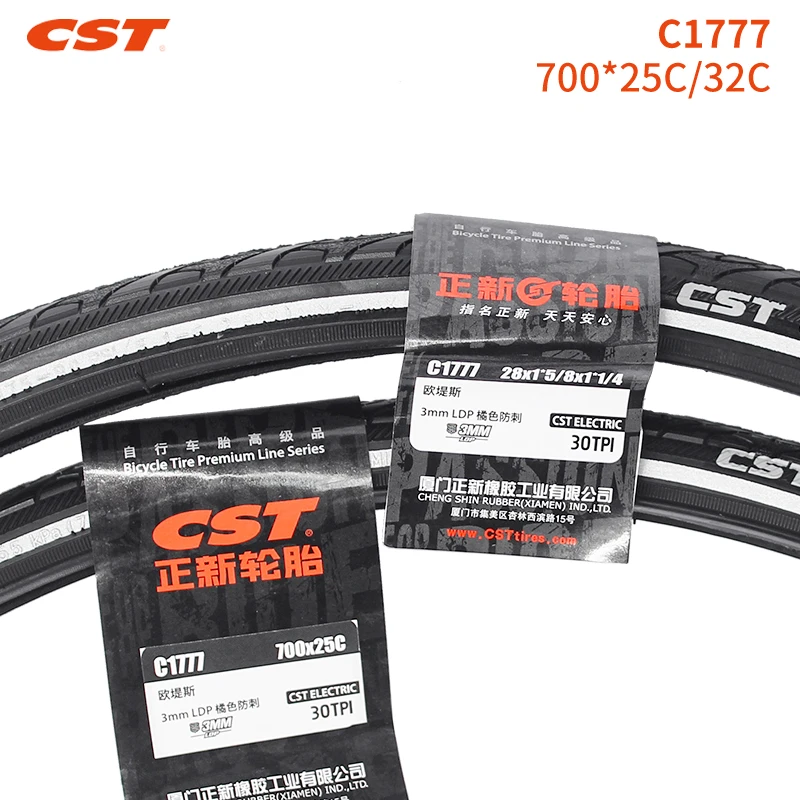 CST 700C Road Bike Tire 700*25C C1777 E-bike Parts 700*32C Low resistance 3mm stab proof reflective strip Thickened bicycle tire