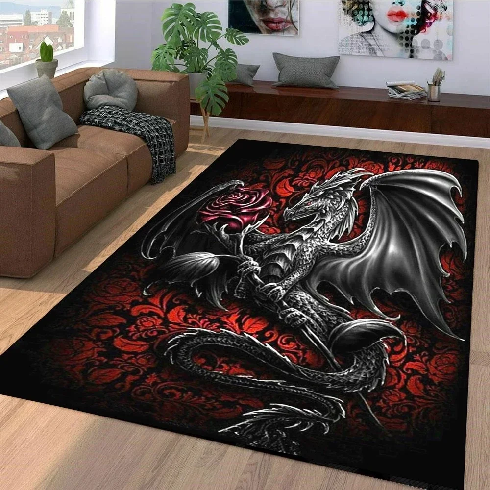 Floor Mat Dragon Rose Skull Carpet Rug 3D Printing Door Mat For Living Room Bedroom Entrance