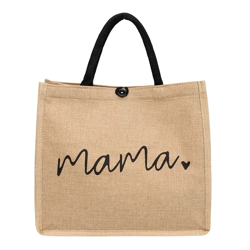 Stor kapacitet Tote Kvinnor Brev Casual Portable Mode Linne Handväska Shopping Axelväska för Business School arbete_voghion.com