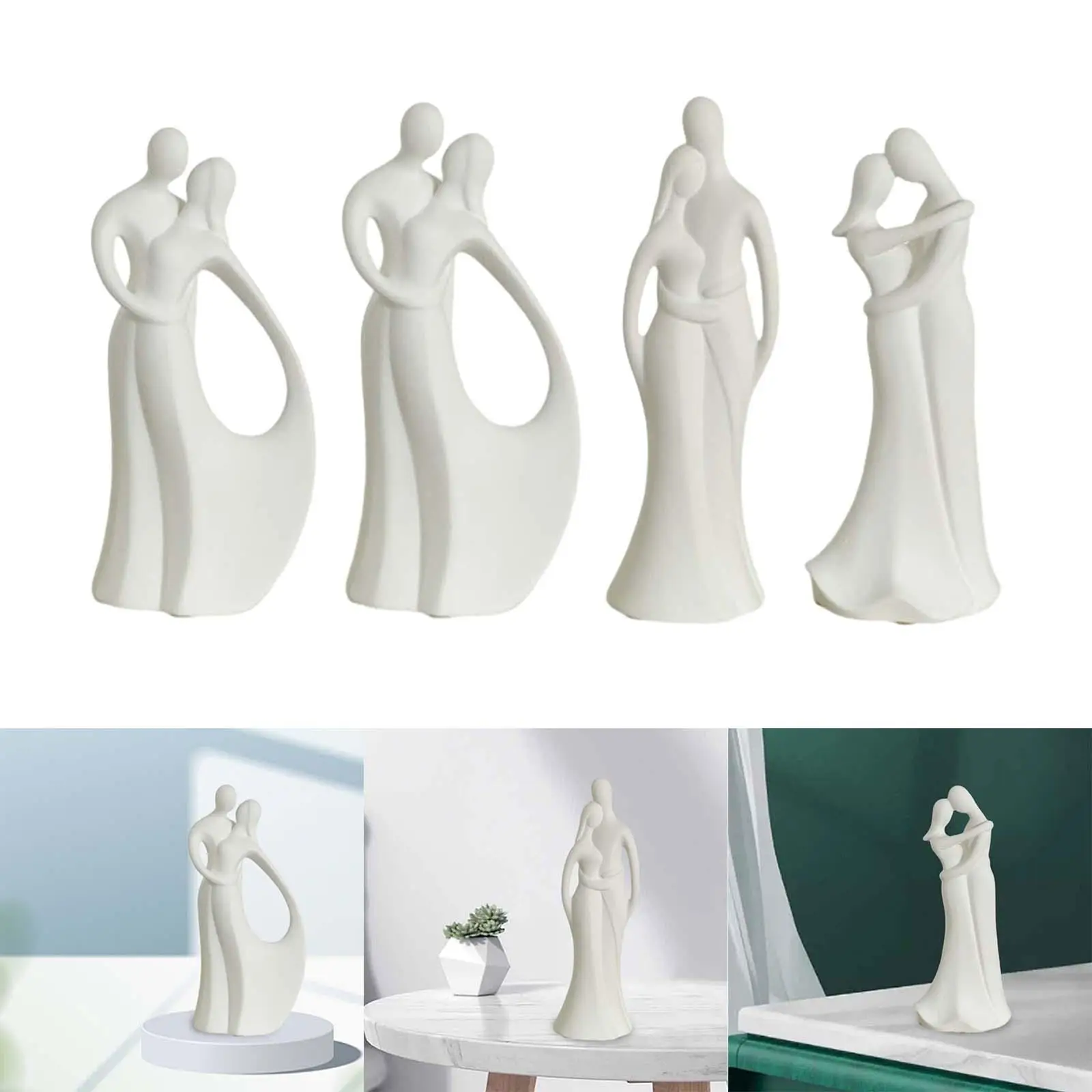 Couple Statue Ornament Ceramic Figurine Nordic Style Arts Hugging Minimalist for