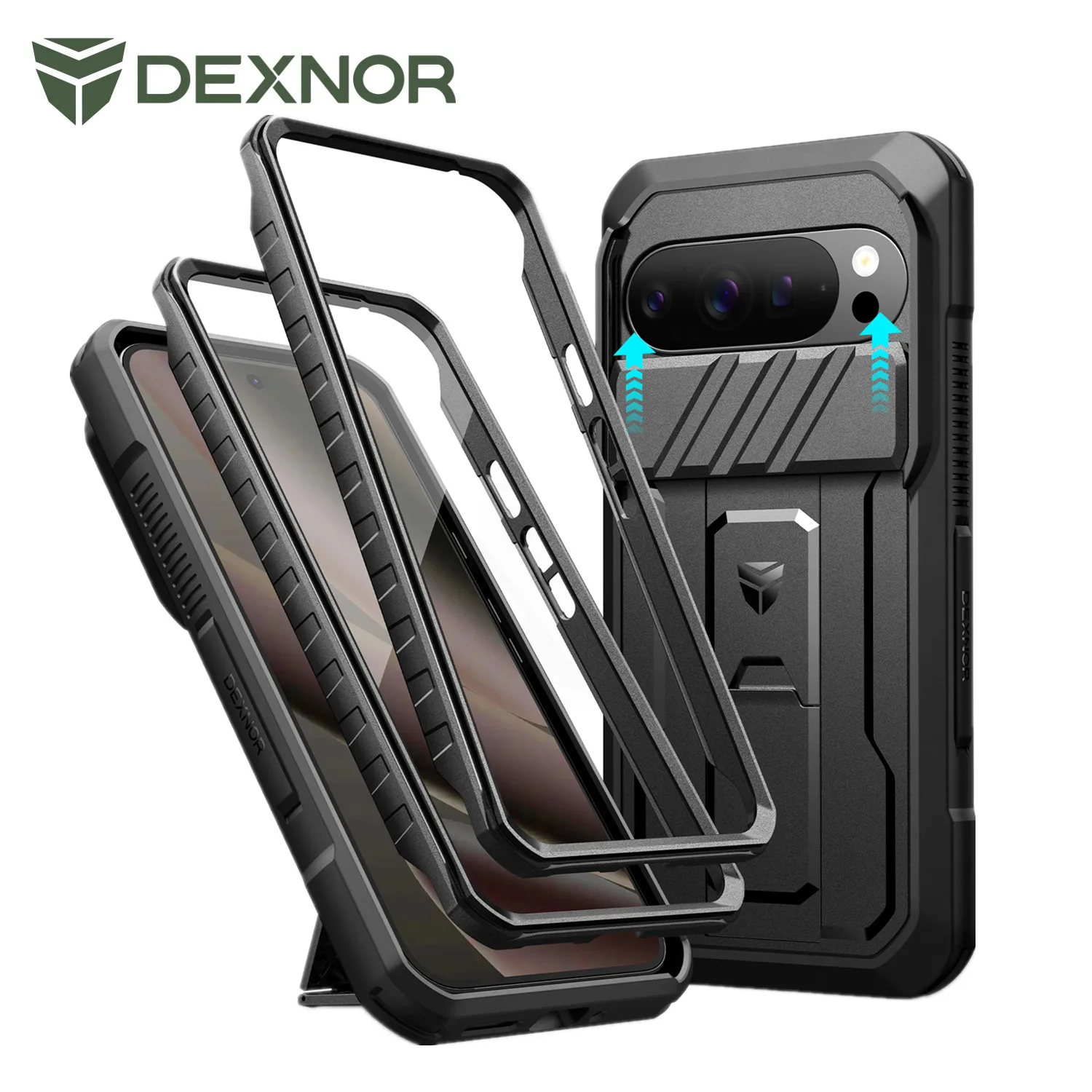 Slide Camera Cover & Screen Protector Kickstand Rugged Shockproof Case