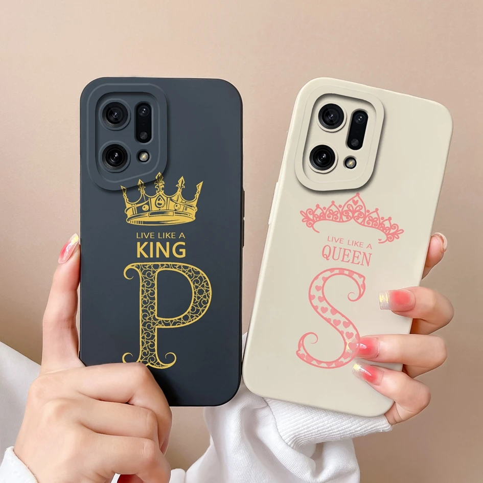 Per Oppo Find X5 Lite Custodie Cover Fashion Letters Coppia Screen Protector Liquid Matte Soft Silicone Per Oppo Find X5 Pro Fundas