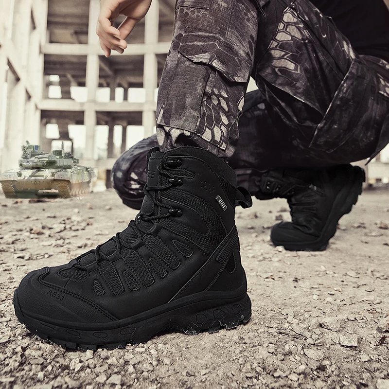 Männer Taktische Stiefel Lace Up Marke Ankle Wanderschuhe Wüste Arbeit Boot Wasserdicht Größe Plus Unisex Klettern Schuhe Zapatos Hombre – Detail 9