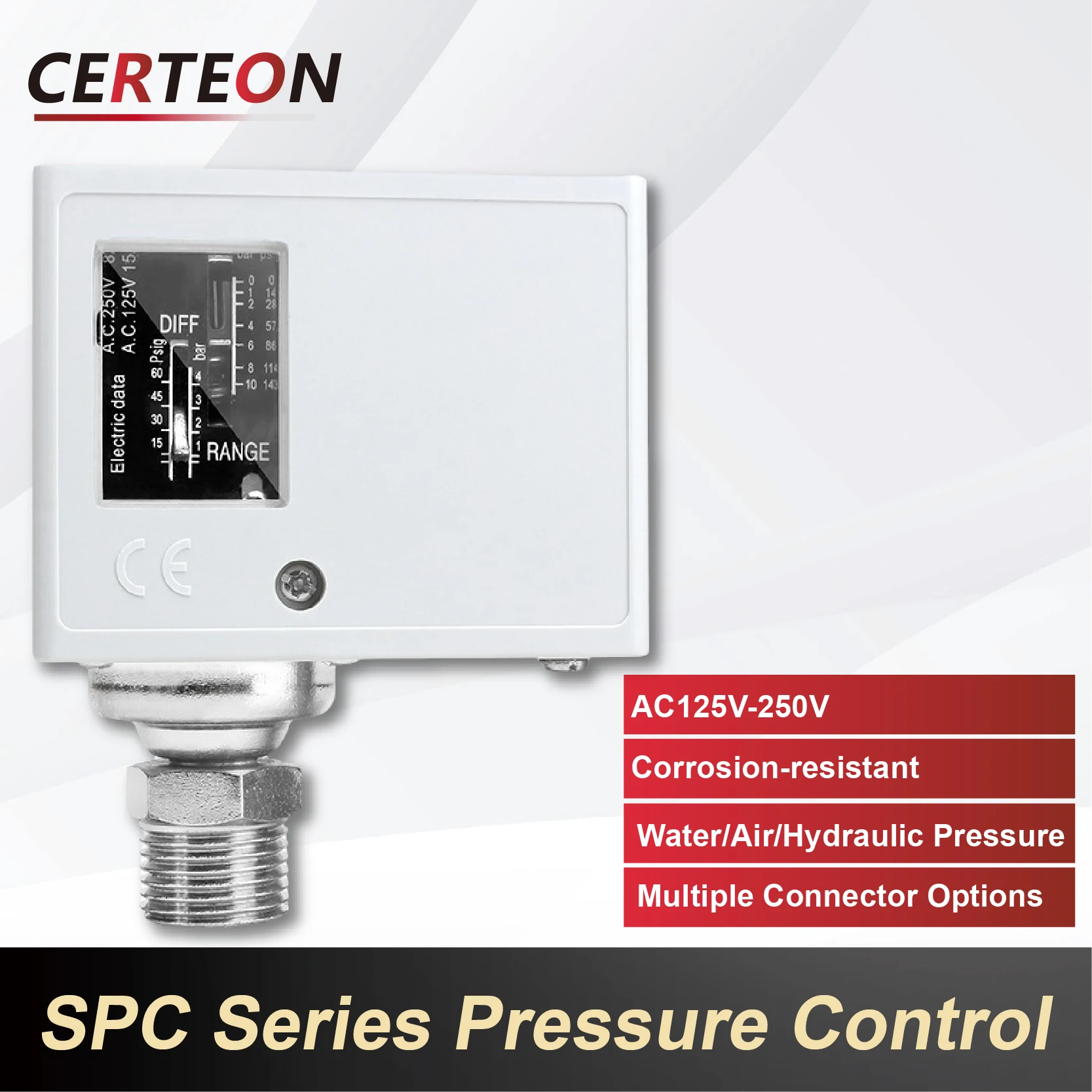 สวิตช์แรงดันแบบกลไกปรับได้ SPC 103 SPC 106 125V 250V เกลียว 1 4 1 2 สำหรับปั๊มน้ำ คอมเพรสเซอร์ งานอุตสาหกรรม 1