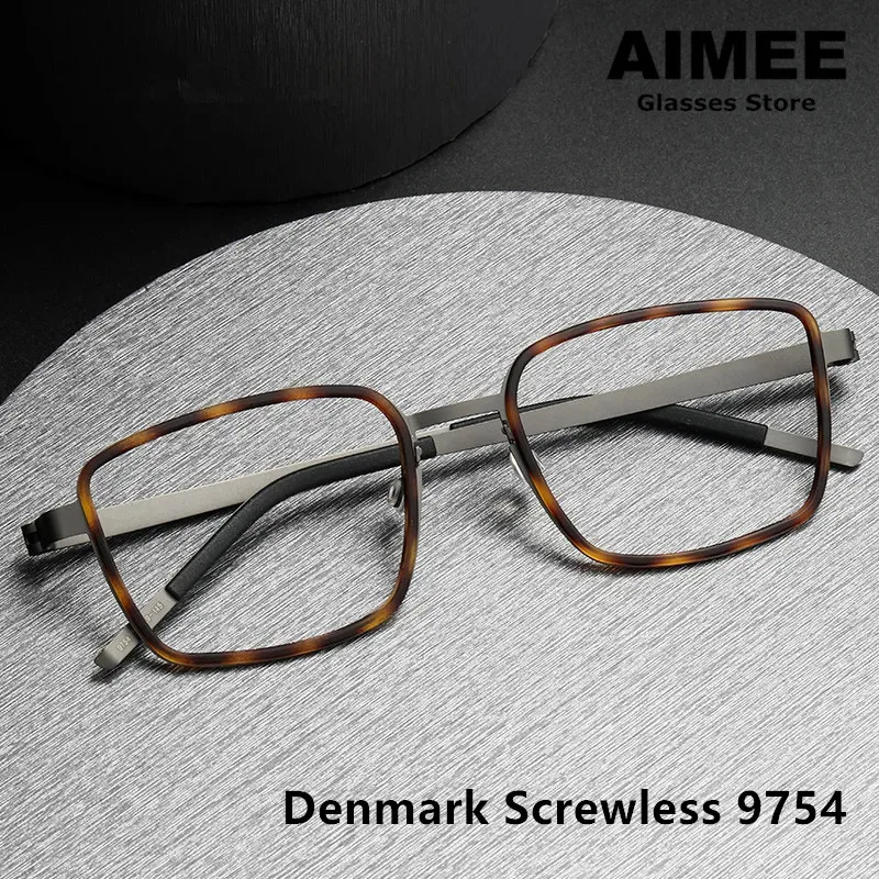 

Denmark Brand Titanium Screwless Glasses Frame Ultralight Men Women Myopia Prescription Square Eyeglasses Blue light Gafas 9754