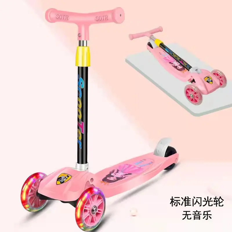 Children Scooter 3 Wheel Scooter with Light Up Flash Wheels Music For 2-8 Year Kids Adjustable Height Foldable children scooter folding scooter