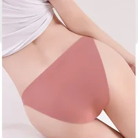 4 pièces/ensemble slips sans couture culottes en soie glacée sous-vêtements Sexy pour femmes sous-vêtements féminins taille basse couleur unie Lingerie Ultra-mince 5