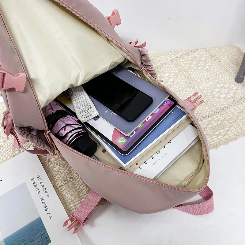Womens Backpacks Waterproof Multi-Pocket Nylon School Backpack for Student Female Girls Laptop Book Pack