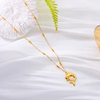 Stainless Steel Inlaid Imitation Pearl Dolphin Pendant Necklace For Women Men Fashion Metal Sea Animal Fish Choker Party Jewelry - Image 3