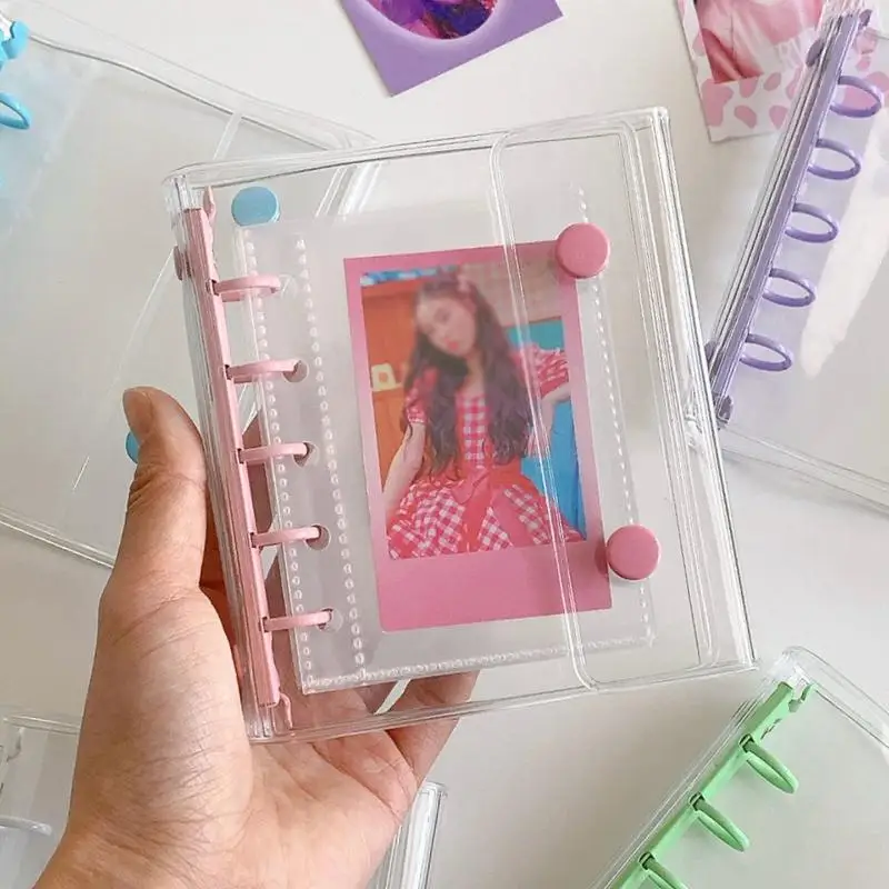 1PC 1.5cm M5 확장형 더블 버튼 투명 PVC 소프트 커버 바인더 커버 저널..