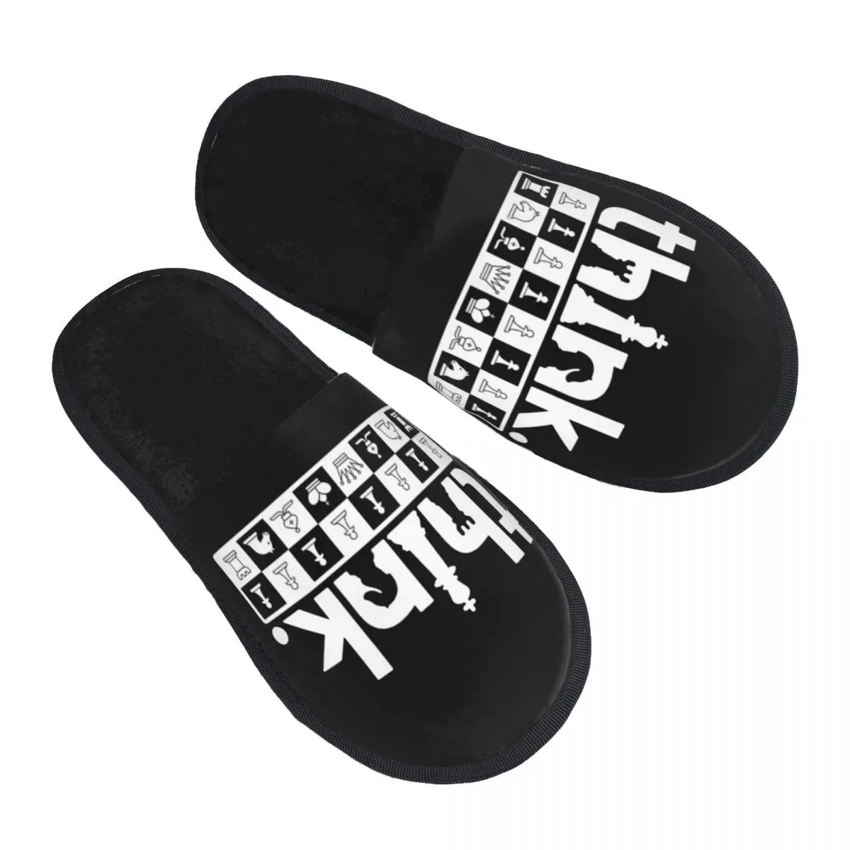 

Funny Chess Think Guest Slippers for Hotel Women Custom Print Board Game Lover House Slipper