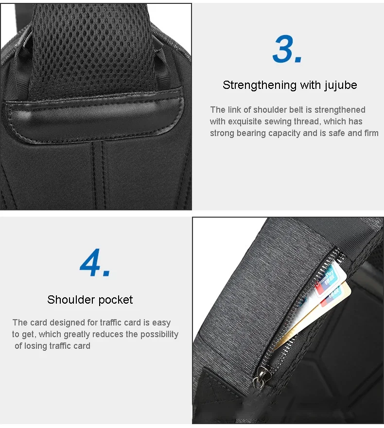 USB-Lade Mode Streetwear Sling Pack Crossbody Motorrad Rucksack für College Student Unisex Lauf Brusttasche für Männer – Detail 17