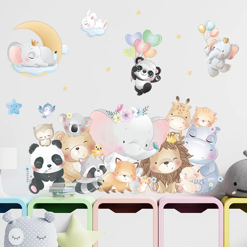 Cute Many Animals Wall Sticker Kids Baby Room Home Decoration Mural Removable Wallpaper Bedroom Cartoon Nursery Stickers Poster