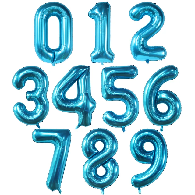 thumbnail image 1 of Globos de helio de aluminio grandes de 40 pulgadas con números del 0 al 9, decoraciones para fiestas de bodas, baby showers, figuras grandes, suministros para globos de aire, 1 of 5