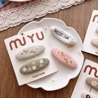 Cute Korean Forest Style Embroidered Cloth Toddler BB Clips Side Hair Clamps Teen Girls Bangs Ornaments - Image 3