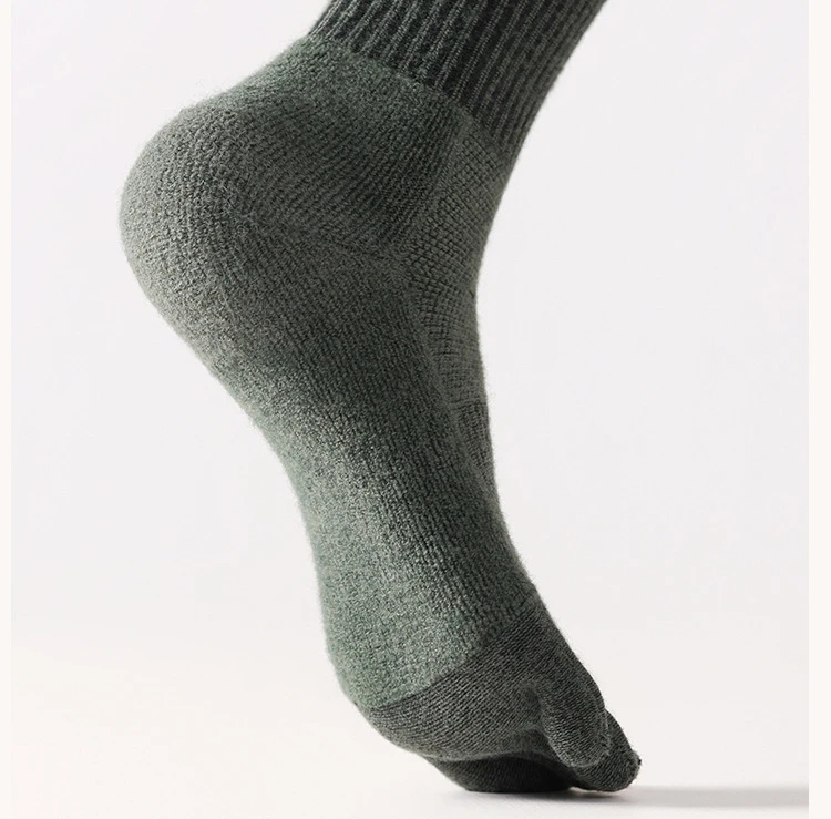 1 Paar fünf Zehensocken für Herren, Winterwärme, Kaschmir-Baumwolle, hochwertige einfarbige Zehensocken, Outdoor-Radsocken – Detail 13