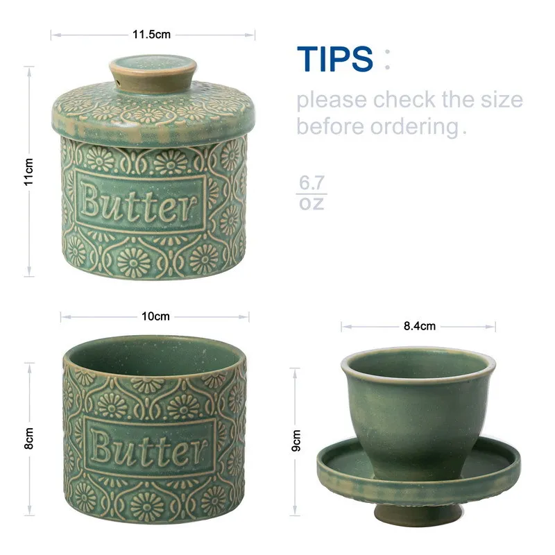 200ml Ceramic Butter Bell Crock,French Butter Dish with Lid for Countertop,Porcelain Cheese Storage Box,Kitchen Food Organizer