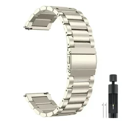 Stainless Steel Adjustable Watch Strap - Available in 18mm, 20mm, and 22mm Sizes - 22mm width band (Starlight)
