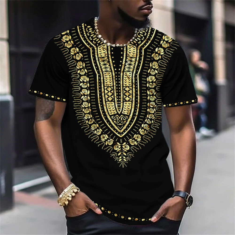 

African Clothing Man 3D Print Short Sleeve T Shirts Summer Breathable Tops Fashion Traditional Casual Dashiki Men's Streetwear