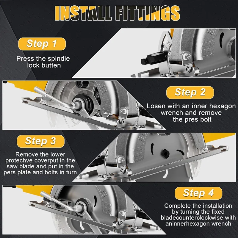 5 Inch Brushless Circular Saw Cordless Rechargeable Chainsaw Battery Set Woodworking One-hand Chainsaw For Dewalt 20v Battery - Image 6