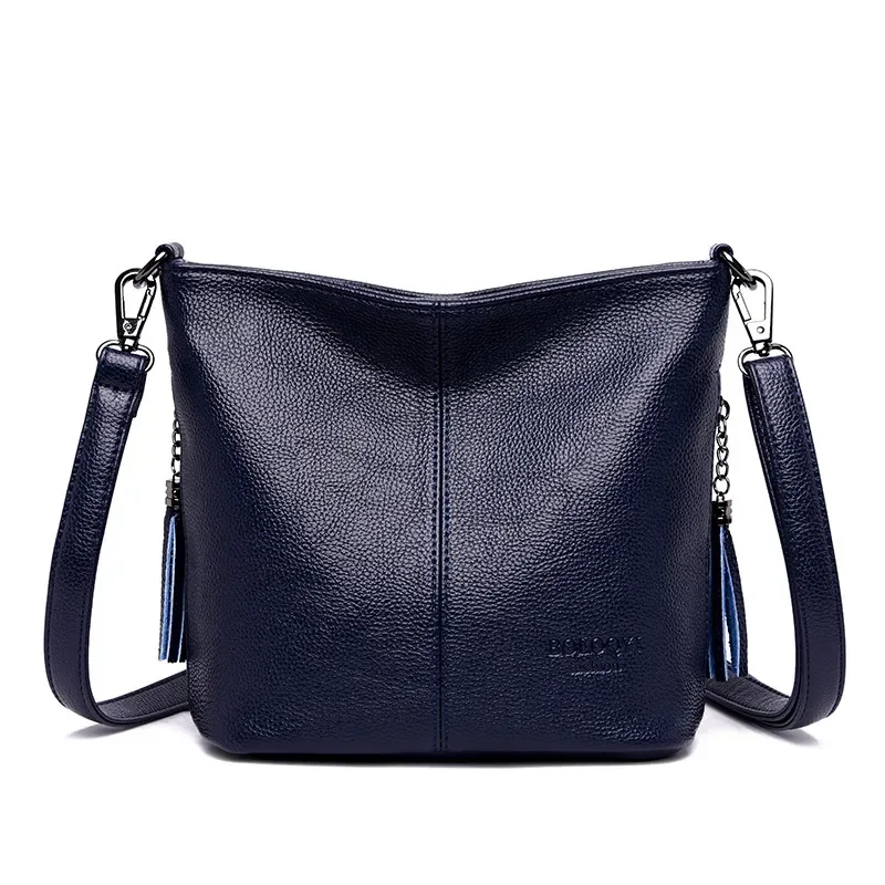 thumbnail image 1 of Bolsos de mano con borlas genuinas para mujer, bolsos de mano y carteras de cuero de lujo para mujer, bolsos de hombro para mujer, bolsos tipo cubo de diseñador, 1 of 5