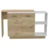 Sicilia Kitchen Island, Two  External Shelves, Double Door Cabinets, Three Shelves White / Light Oak 4